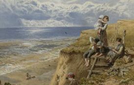 After Myles Birket Foster RWS (British, 20th century) Children on Cullercoats Cliff,