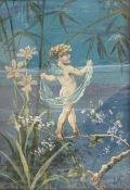 British School, Late 19th Century, A fairy balancing on a tree branch, indistinctly signed, oil on