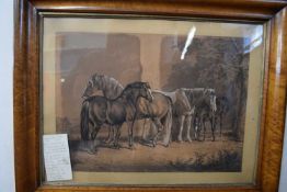 Samuel John Carter (British,19th century),a study of three horses and foal, charcoal and chalk,