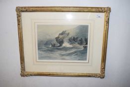 Rubens Southey (British, 20th century), rocky coastal scene, watercolour and bodycolour, signed,