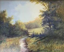 Kevin Curtis (British, 20th century), 'Summer Walk', oil on board, signed and dated 96, 9.5x11.5ins,