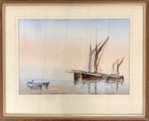 Edward Pearce (British, 20th century), shipping scene, watercolour, signed and dated 92, framed