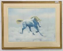 Peter Jepson (Amercian, 20th century), Unicorn, pastel, signed, 14x20ins, framed and glazed.