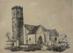 After John Berney Ladbrooke (British, late 18th century) Saxton Church, lithograph, 8x10ins,