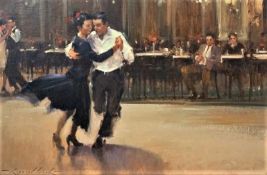 Raymond Leech (British, 20th century), 'Dance The Night Away', oil on board, 16x24ins, signed,