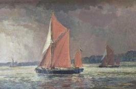 Cavendish Morton RI (British, 20th century), Pin Mill Barge Match, oil on board, signed and dated