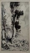 William Strang RA (British 19th / early 20th century), reclining nudes, drypoint etching, signed