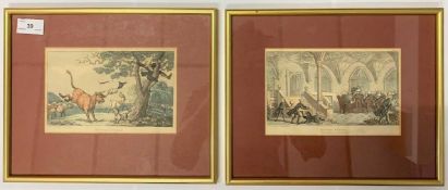 Thomas Rowlandson (British, late 18th century), 'Doctor Syntax pursued by a bull' plus, Doctor