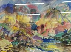 British Contemporary, A series of abstract floral watercolours laid on paper, mounted and framed (