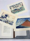 After Katushkika Hokusai (Japanese, 19th century), three woodblock prints: 