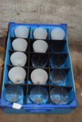 Crate containing sixteen mixed wine glasses
