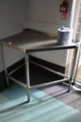 Stainless steel work station, height 87 cm, total width 90 cm