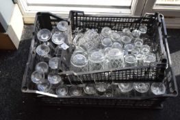 2 crates of mixed glass ware