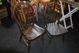 Pair of stick back dining chairs