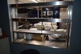 Commercial electric pass, stainless steel, width 145 cm, height 100 cm, depth approx 30 cm