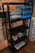 Freestanding metal garage racking, height approx 150 cm, depth 30 cm, width 70 cm