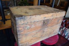 Small pine travelling trunk, 70 x 48 cm, height approx 40 cm