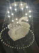 Large and impressive swan chandelier, buyer to disconnect and remove
