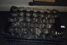 Crate containing mixed wine glasses