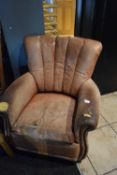 Upholstered leather armchair (a/f)