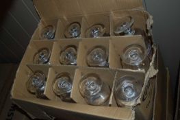 Mixed box containing 12 San Miguel half pint glasses and 12 Coca Cola half pint glasses