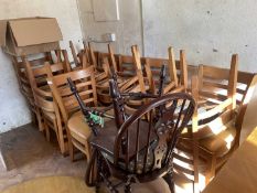 15 upholstered dining chairs together with 2 further dining chairs