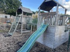 Outdoor timber childrens climbing frame (buyer to dismantle and remove all parts and make good