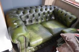Pair of Chesterfield style leather two seater sofas
