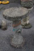 Composite garden bird bath, height 70cm, width 40cm