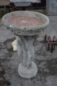 Composite garden decorative bird bath, height 75cm, width 50cm