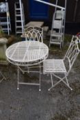 Garden bistro set, table and two chairs, table height 75cm