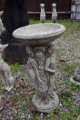 Decorative composite bird bath, height approx 80 cm, width approx 40cm