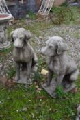 Pair of composite seated hounds, height approx 70cm