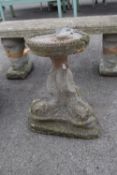 Composite stone garden bird bath, height 50cm