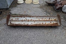 Iron pig feeder, width 90 x 27cm approx