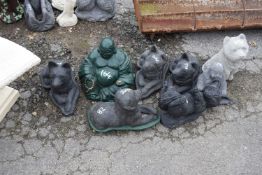 Large quantity of mixed composite garden statues to include, dogs, Buddha's etc
