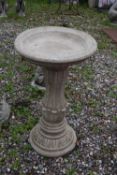 Decorative composite garden bird bath, height 70cm, width 40cm