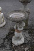 Composite bird bath,height approx 60cm, width approx 38cm