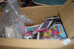 Mixed quantity of arts and crafts supplies, parachord bracelets, hats, folding umbrellas and