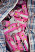 Bag containing a quantity of cotton wool cosmetic pads, brushes and other cosmetic items