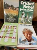 20 cricket interest books to include Parsons Pitch by David Shepherd, Denis Compton's annual etc [