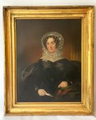 Großes Biedermeier Gemälde einer edlen Dame