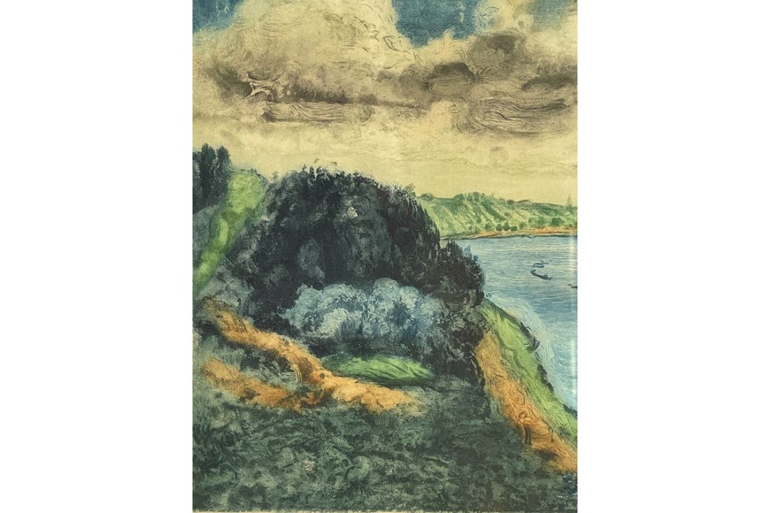 Lithographie "Landschaft mit Schiffen" - Bild 2 aus 6
