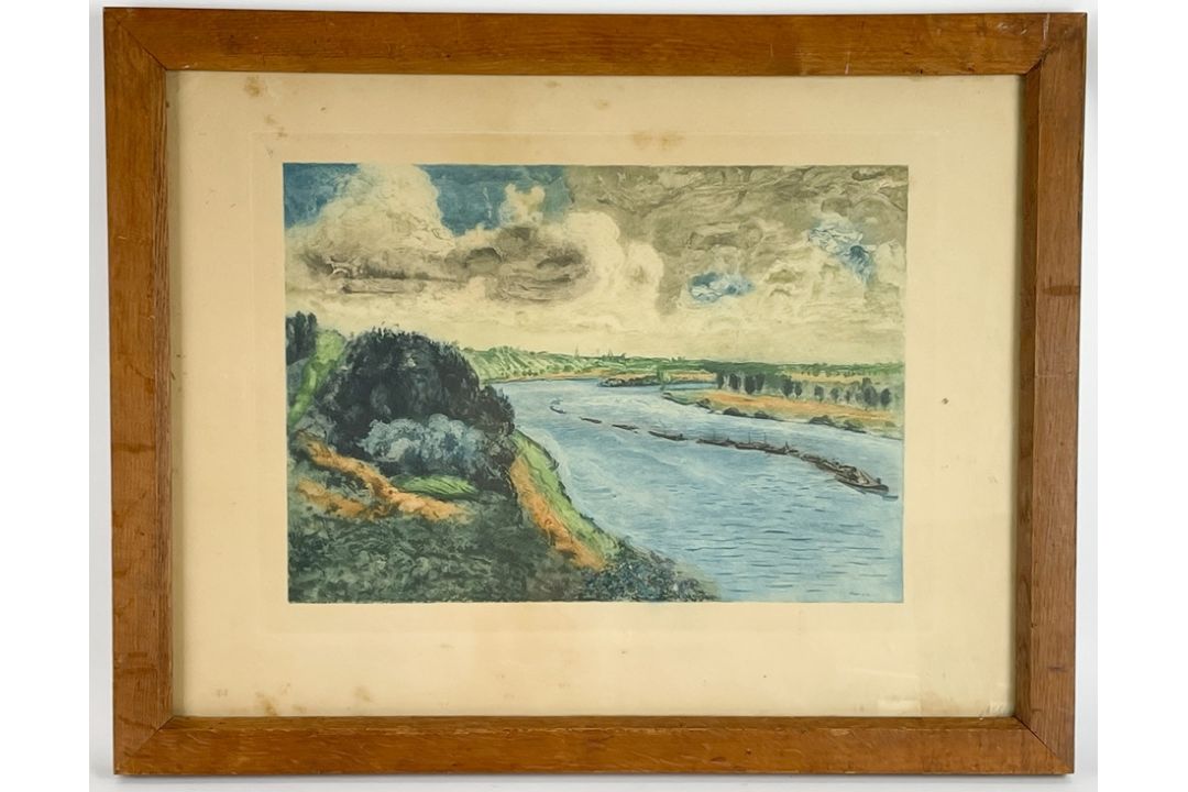 Lithographie "Landschaft mit Schiffen" - Bild 1 aus 6