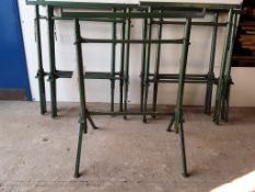7x builders painted green steel trestles