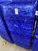 blue stackable storage boxes