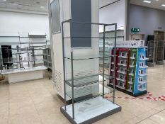 Metal Framed Shelving Unit With Glass Shelving