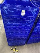 blue stackable storage boxes