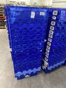 blue stackable storage boxes