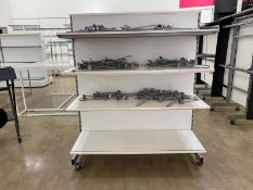 Metal Framed Shelving Unit With White Shelving